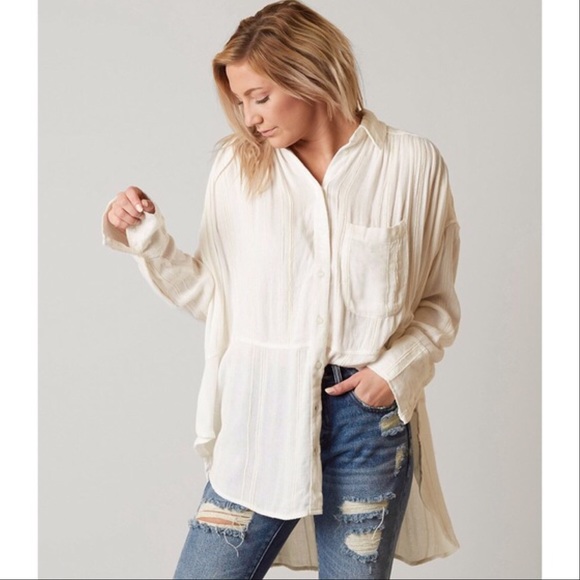 Free People Tops - Free People Cozy Nights Button Up Oversized Tunic
